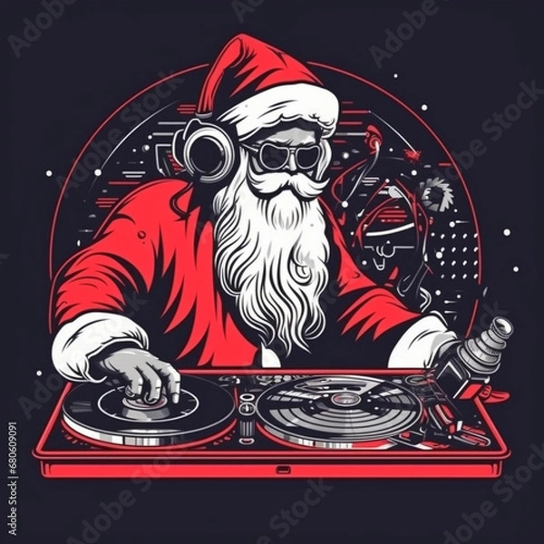 Obraz Santa Claus DJ. AI Generated