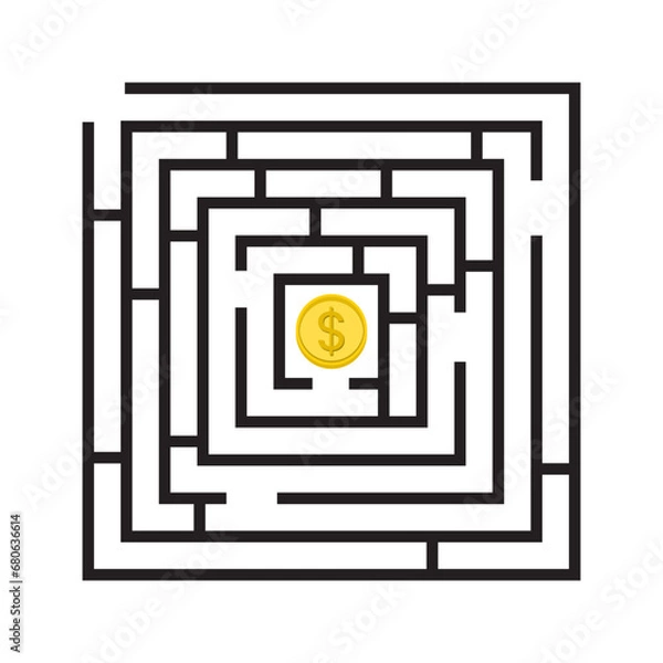 Fototapeta Square maze riddle contest game learning icon sign design vector