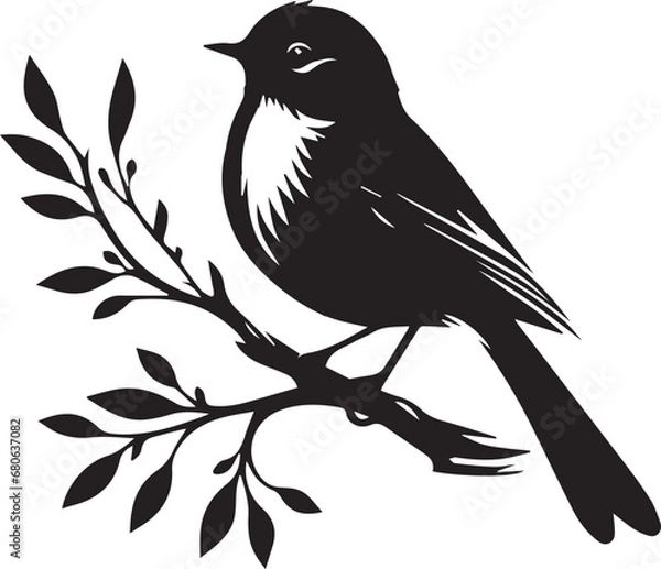 Fototapeta Bird on branch EPS Vector Bird on branch Clipart Bird on branch Silhouettes