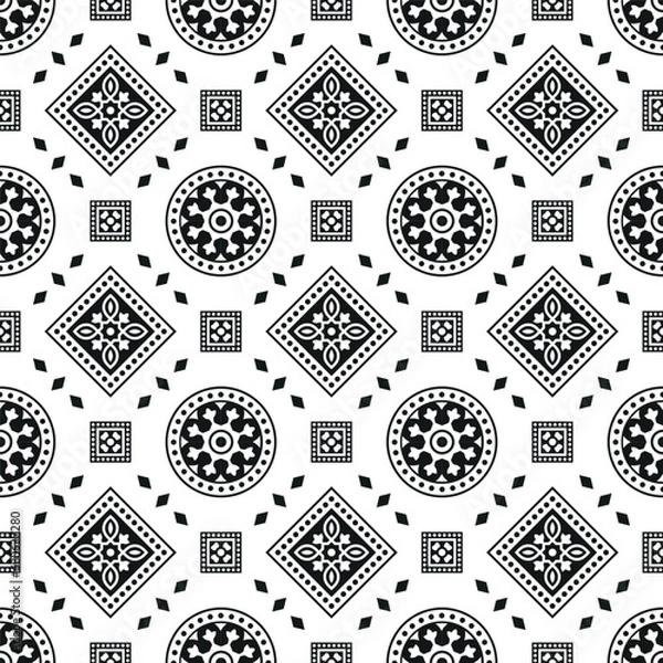Fototapeta abstract, ajrak, ajrakh, ajrakh pattern, arak background, backdrop, background, batik pattern, bed sheets, black, black and white pattern, black texture, block pattern, block print, damask, decorative