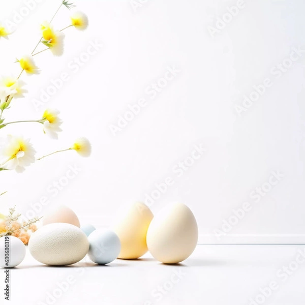 Fototapeta Elegant Easter Simplicity: Elevate Your Space with Minimalist and Modern Easter Vibes! Illustration, 3D Render, Background, Wallpaper