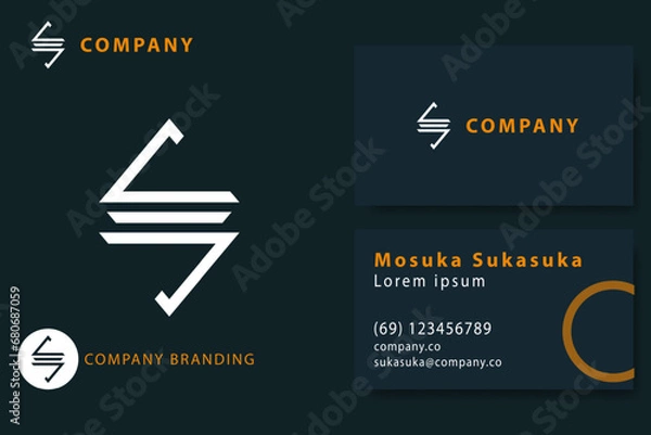 Fototapeta minimalist monogram Logo Design Vector Template for a high-end brand personality. Monogram for business. internet. online shop. label or packaging.