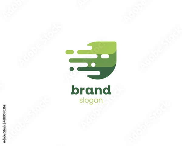 Obraz Creative colorful green leaf with it technology logo