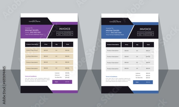 Obraz vector modern simple invoice design template,
