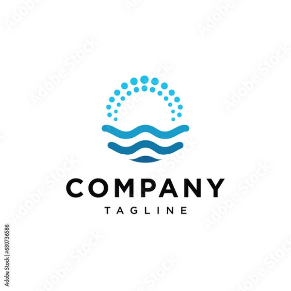 Obraz Wave circle sunset logo icon vector template