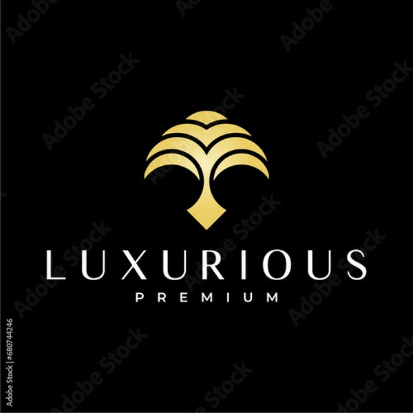 Fototapeta luxury banyan tree logo vector icon illustration