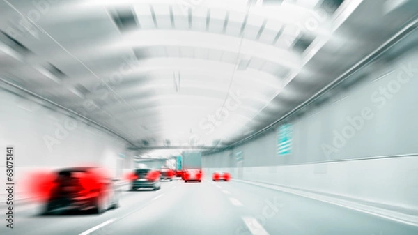 Fototapeta Commuter Traffic - Traffic Jam in an Urban Tunnel