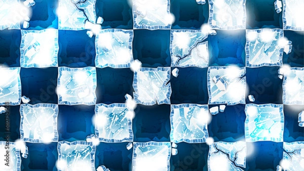 Obraz Checkered Shaped Ice Cracks As a Winter Background
