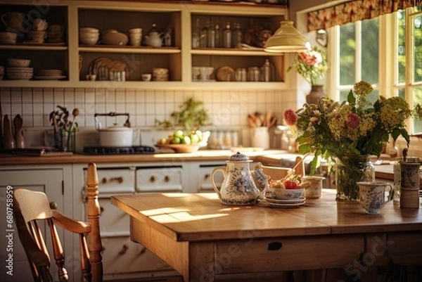 Fototapeta English country design. Kitchen interior . 