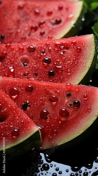 Fototapeta watermelon and water background , generative ai