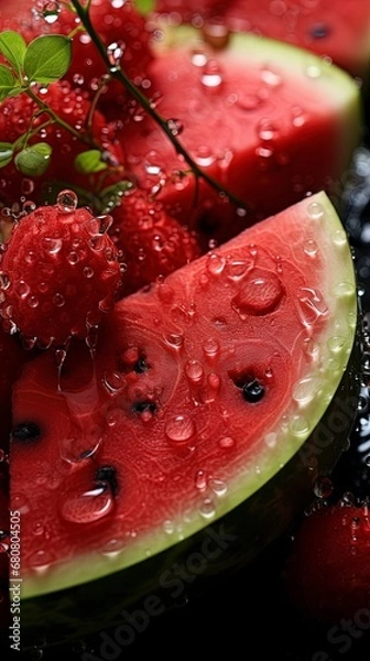 Fototapeta watermelon and water background , generative ai