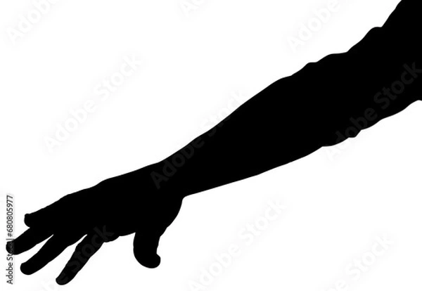 Fototapeta Digital png silhouette image of arm straight on transparent background