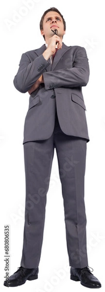 Fototapeta Digital png photo of caucasian businessman thinking on transparent background