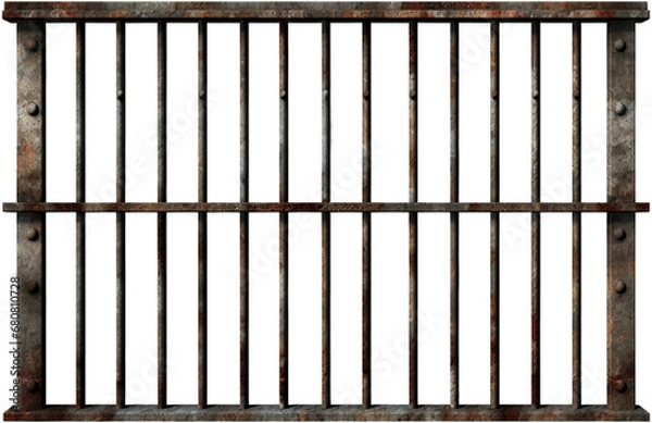 Obraz Jail Cell Bar Isolated on Clear Background, Vintage Iron Element