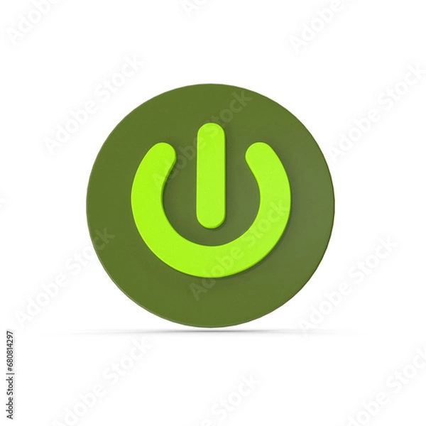 Fototapeta green power button on transparent background