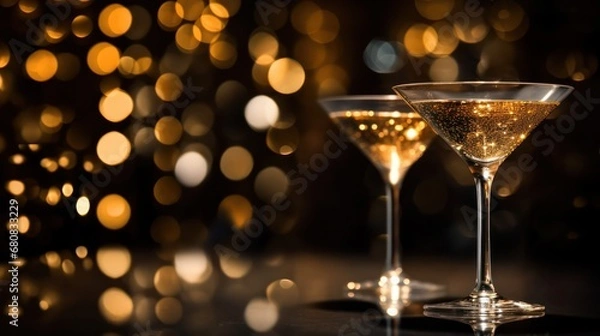 Fototapeta Martini Glass with Bokeh Effect