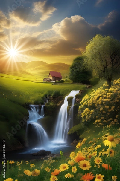 Obraz It's a beautiful, ideal landscape image. Generating AI