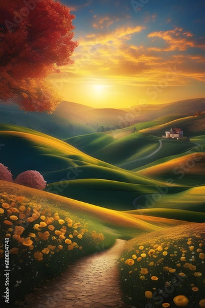 Obraz It's a beautiful, ideal landscape image. Generating AI