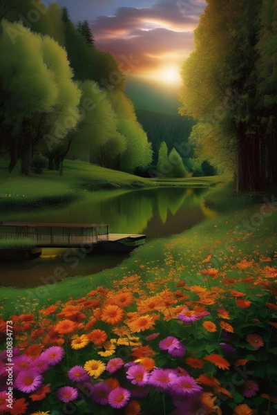 Obraz It's a beautiful, ideal landscape image. Generating AI