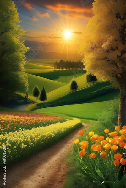 Obraz It's a beautiful, ideal landscape image. Generating AI