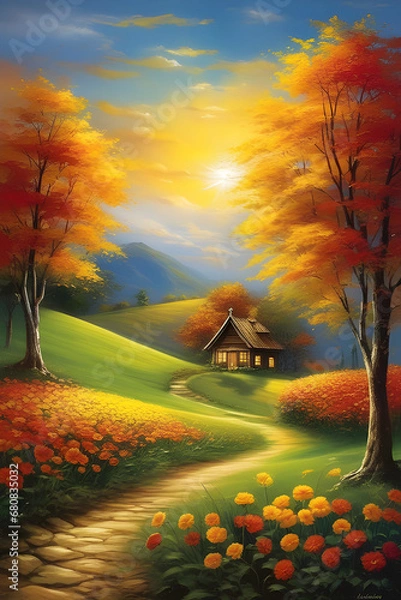 Obraz It's a beautiful, ideal landscape image. Generating AI