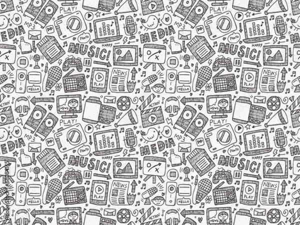 Fototapeta seamless doodle media pattern