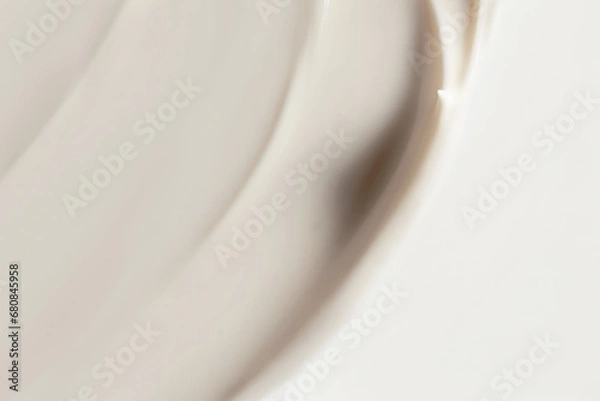 Fototapeta White Beige Texture of Cosmetic Face Cream Smear. Swatch smudge concealer, smear hand cream, hair mask. Light beige white liquid, highlighter, BB, CC cream makeup texture of liquid.