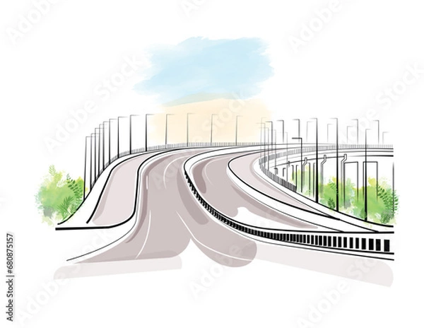 Fototapeta Illustration Art of Dhaka Elevated Expressway. Elevated Expressway