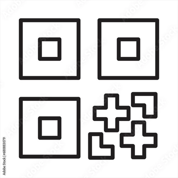 Fototapeta Vector QR code sample for smartphone scanning isolated on white background.