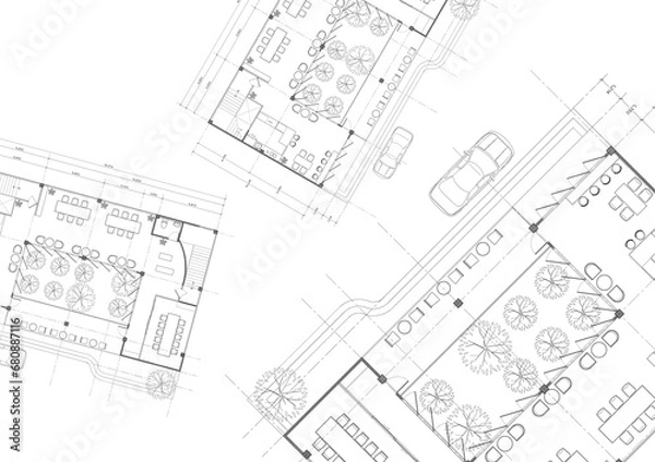 Obraz Write a blueprint architecture for building.