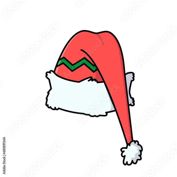 Fototapeta Santa's hat. Vector cartoon illustration. Isolated on white.