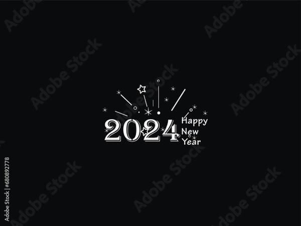 Fototapeta Congratulation Happy New Year, Firework Happy New Year 2024, New Year Design, Celebration Your Happy New Year Holiday, 2024, Holidays Special 2024, Creative Happy New Year Vector 