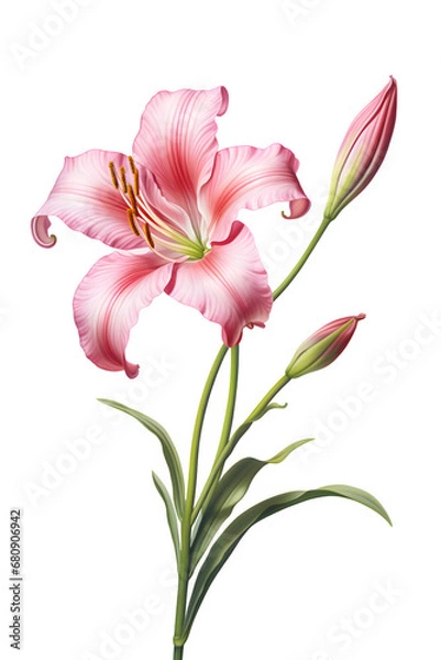 Fototapeta Day Lily flower in pink on transparent background