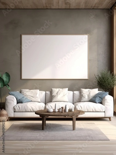 Obraz Modern Nordic style apartment with picture frame template