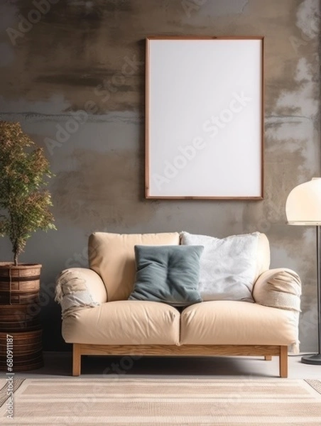 Obraz Modern Nordic style apartment with picture frame template