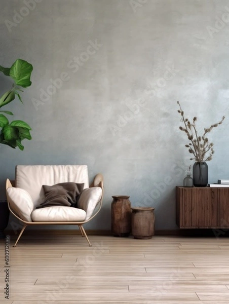 Fototapeta Modern Nordic style apartment with picture frame template