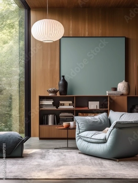 Obraz Modern Nordic style apartment with picture frame template