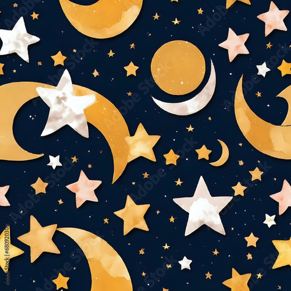 Fototapeta seamless pattern with stars and moon
