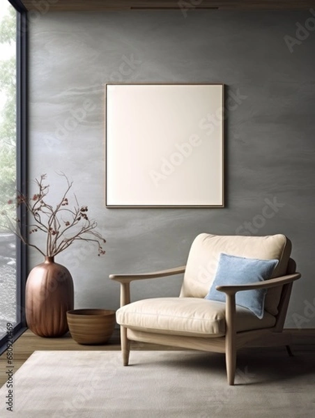 Obraz Modern Nordic style apartment with picture frame template