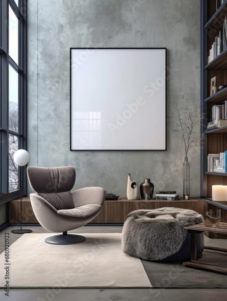 Obraz Modern Nordic style apartment with picture frame template