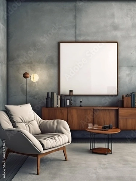 Obraz Modern Nordic style apartment with picture frame template