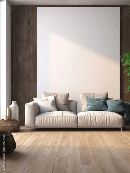 Obraz Modern Nordic style apartment with picture frame template