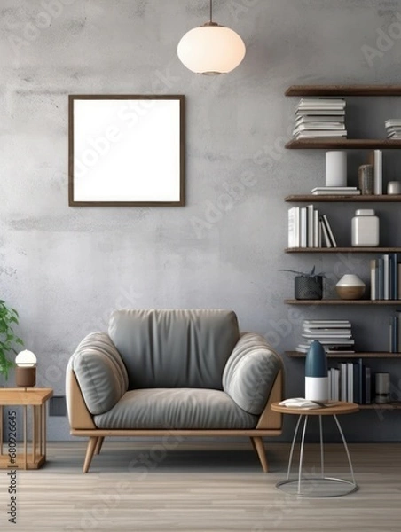 Obraz Modern Nordic style apartment with picture frame template