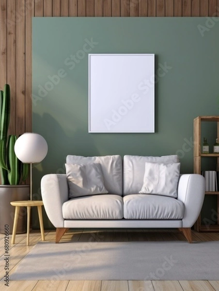 Obraz Modern Nordic style apartment with picture frame template