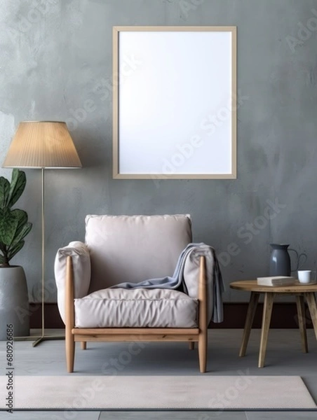Obraz Modern Nordic style apartment with picture frame template