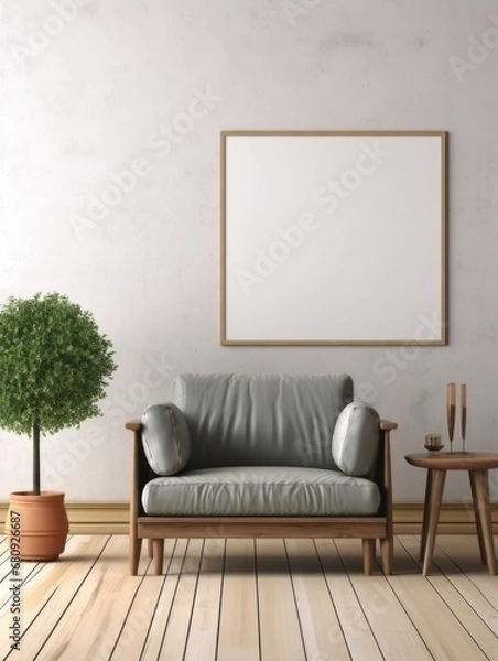 Obraz Modern Nordic style apartment with picture frame template