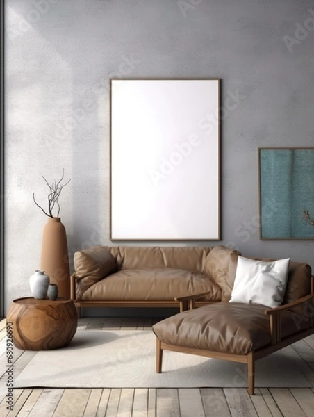Obraz Modern Nordic style apartment with picture frame template