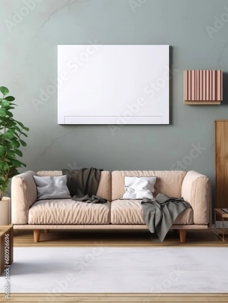 Obraz Modern Nordic style apartment with picture frame template