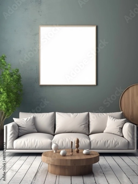 Obraz Modern Nordic style apartment with picture frame template