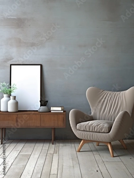 Obraz Modern Nordic style apartment with picture frame template
